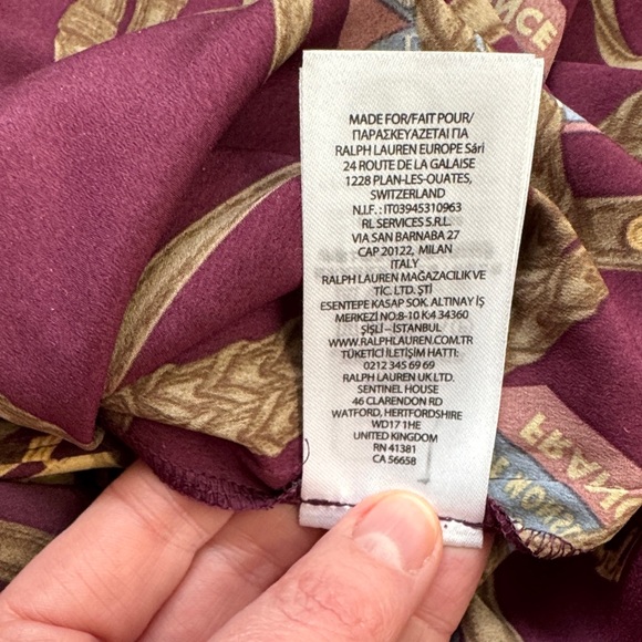 Polo by Ralph Lauren Burgundy and Gold Patterned Long Sleeve Dress - Picture 9 of 12